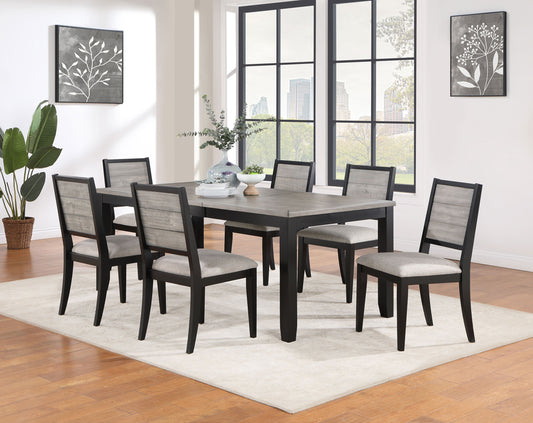 Elodie 7-piece Rectangular Extension Leaf Dining Set Black