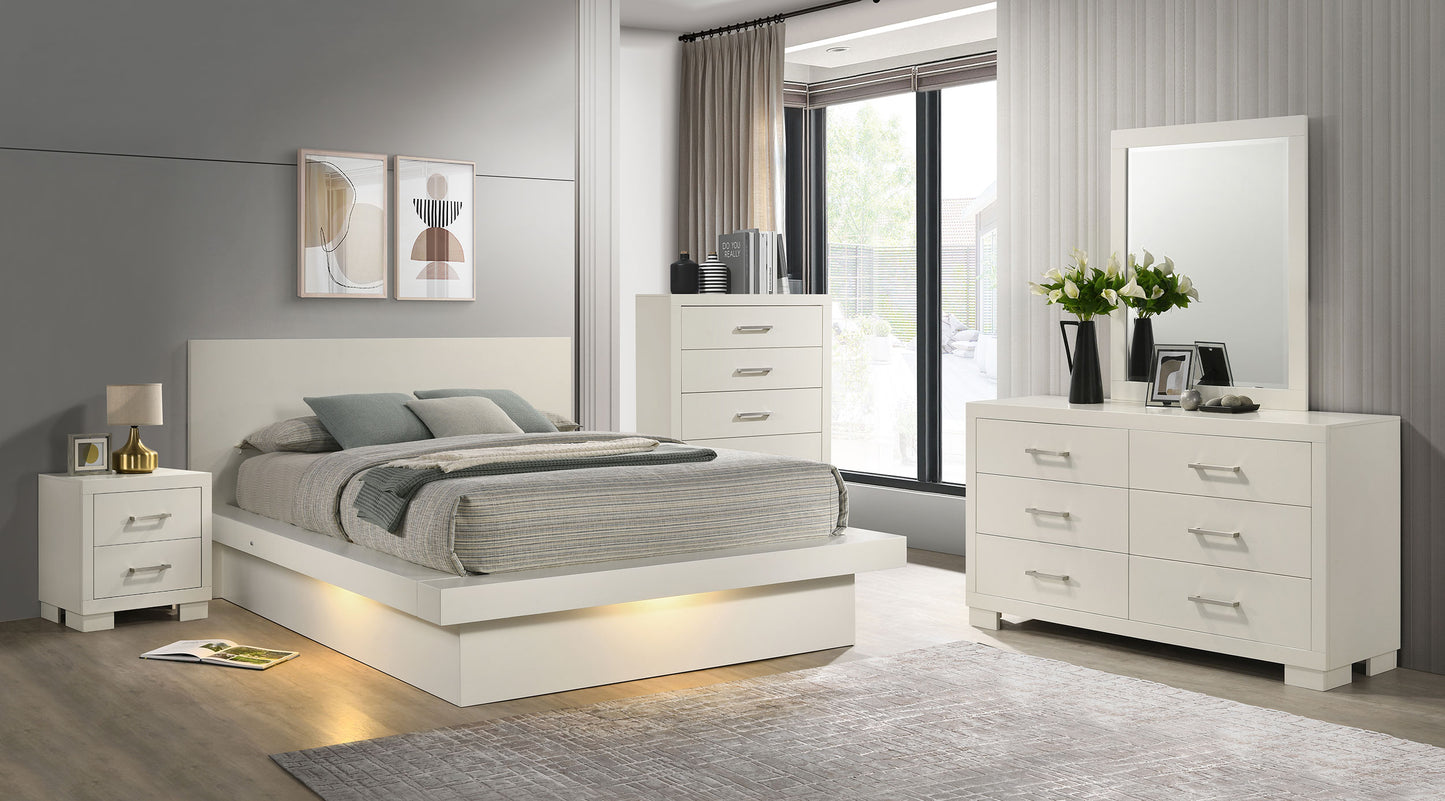 Jessica 5-piece Eastern King LED Bedroom Set Cream White