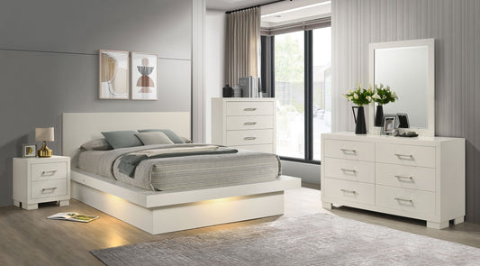 Jessica 5-piece California King LED Bedroom Set Cream White