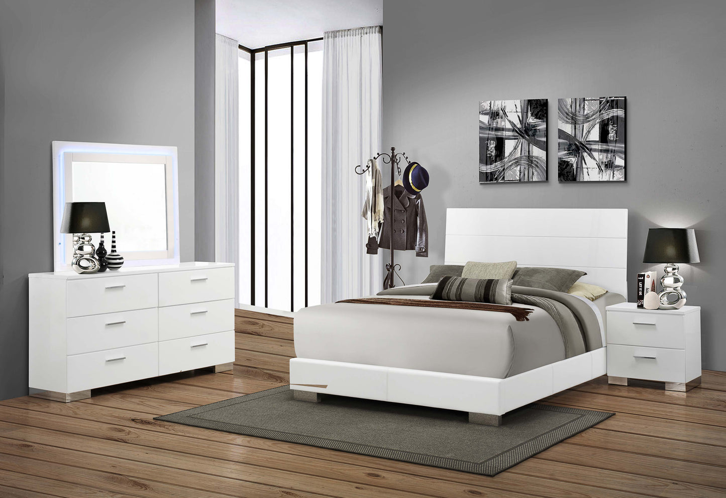 Felicity 4-piece Queen Bedroom Set White High Gloss