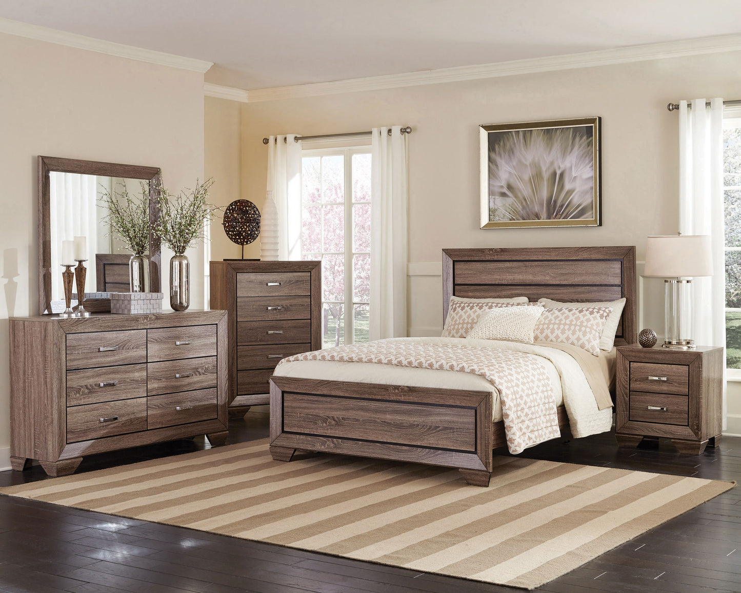 Kauffman 5-piece Eastern King Bedroom Set Washed Taupe