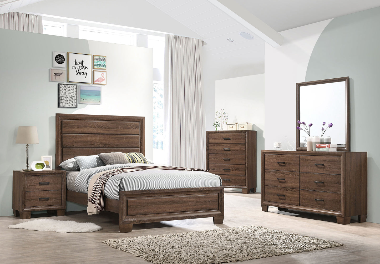 Brandon 5-piece Full Bedroom Set Warm Brown