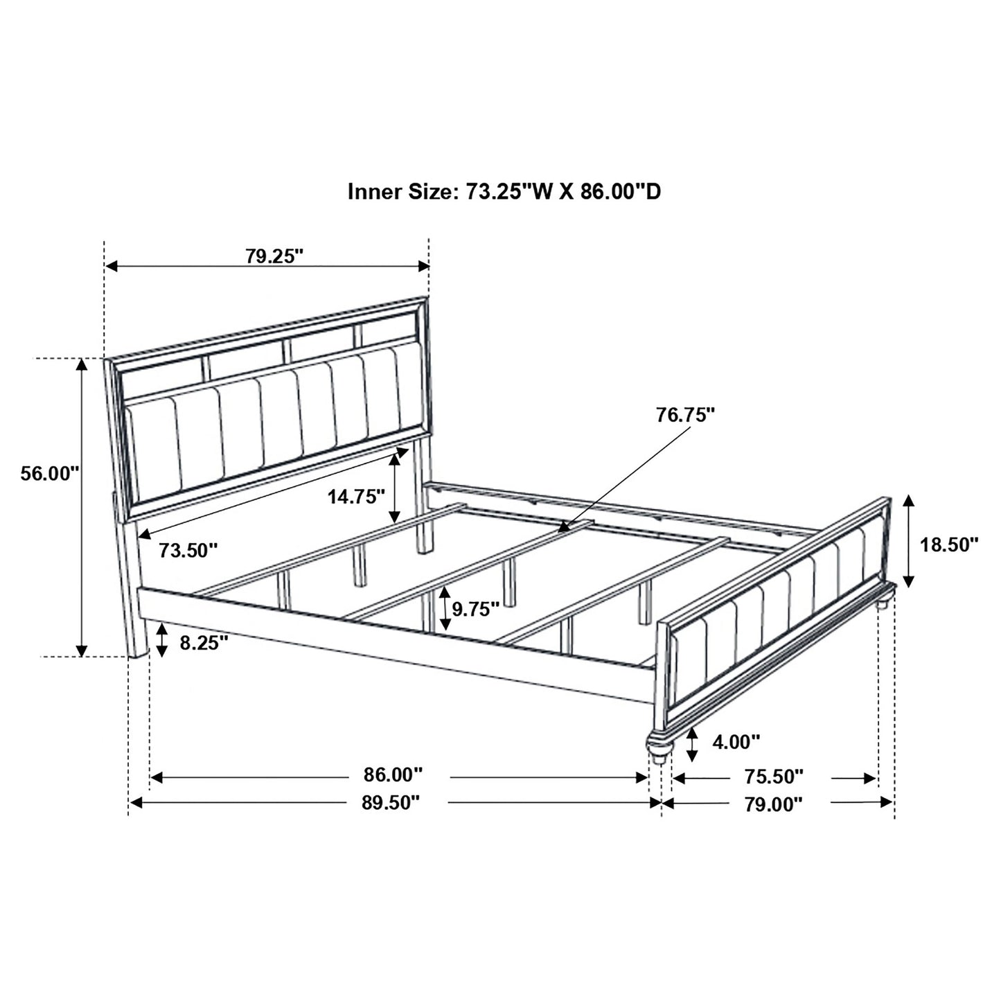 Barzini 4-piece California King Bedroom Set White