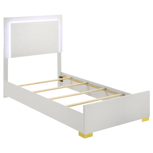 Marceline Wood Twin LED Panel Bed White