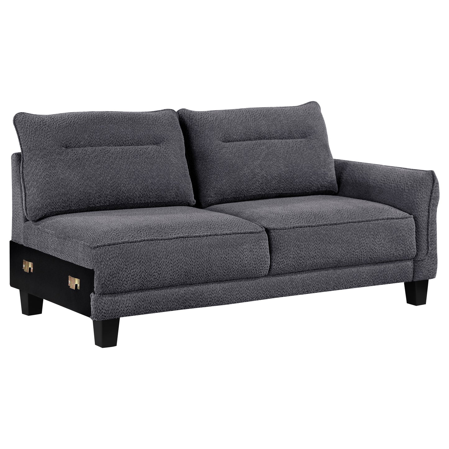 Caspian Upholstered Curved Arm Chaise Sectional Sofa Grey