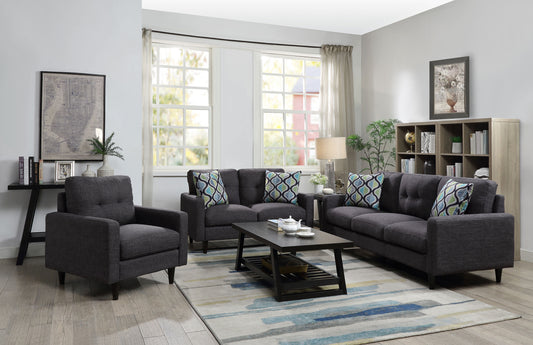 Watsonville 3-piece Upholstered Track Arm Sofa Set Grey