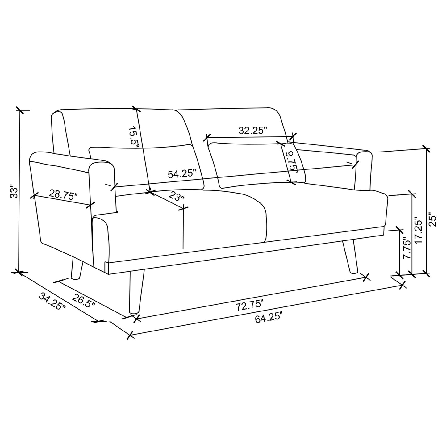 Blake 3-piece Upholstered Track Arm Sofa Set Sharkskin