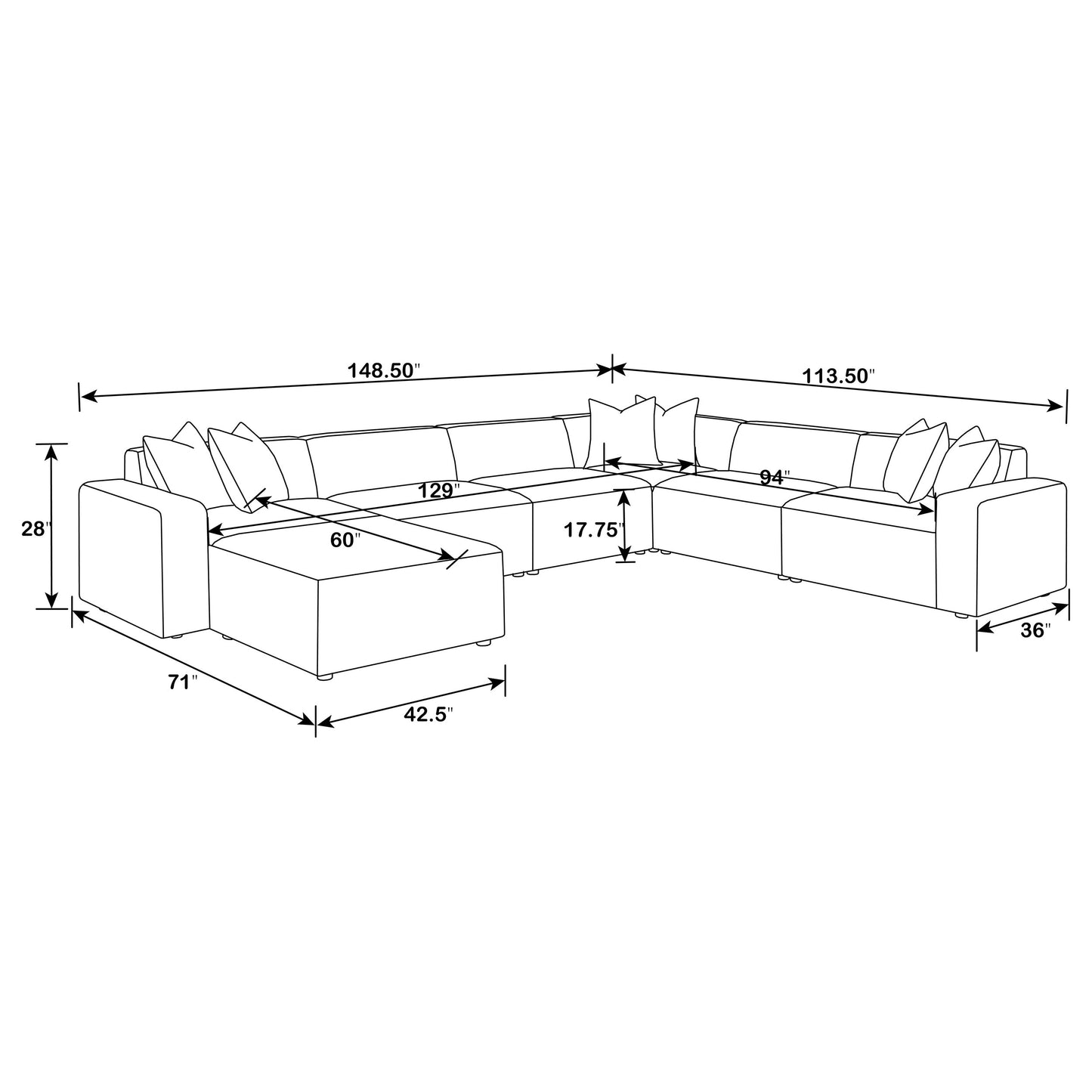 Freddie 7-piece Upholstered Modular Sectional Sofa Pearl