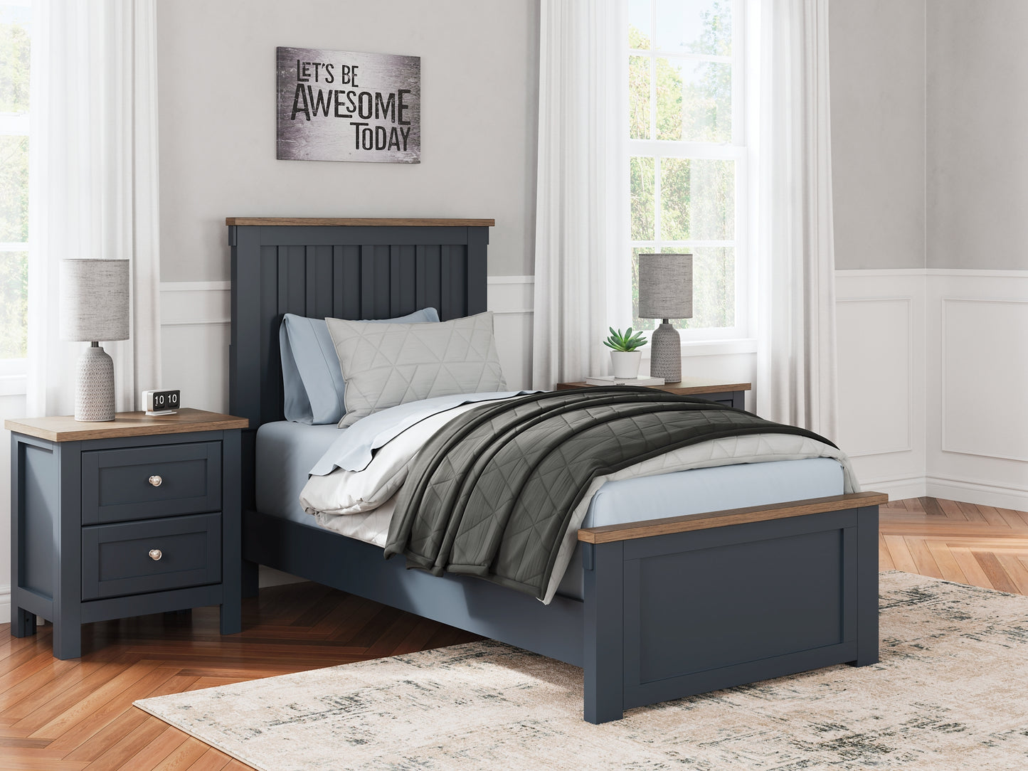 Ashley Express - Landocken Twin Panel Bed with Nightstand