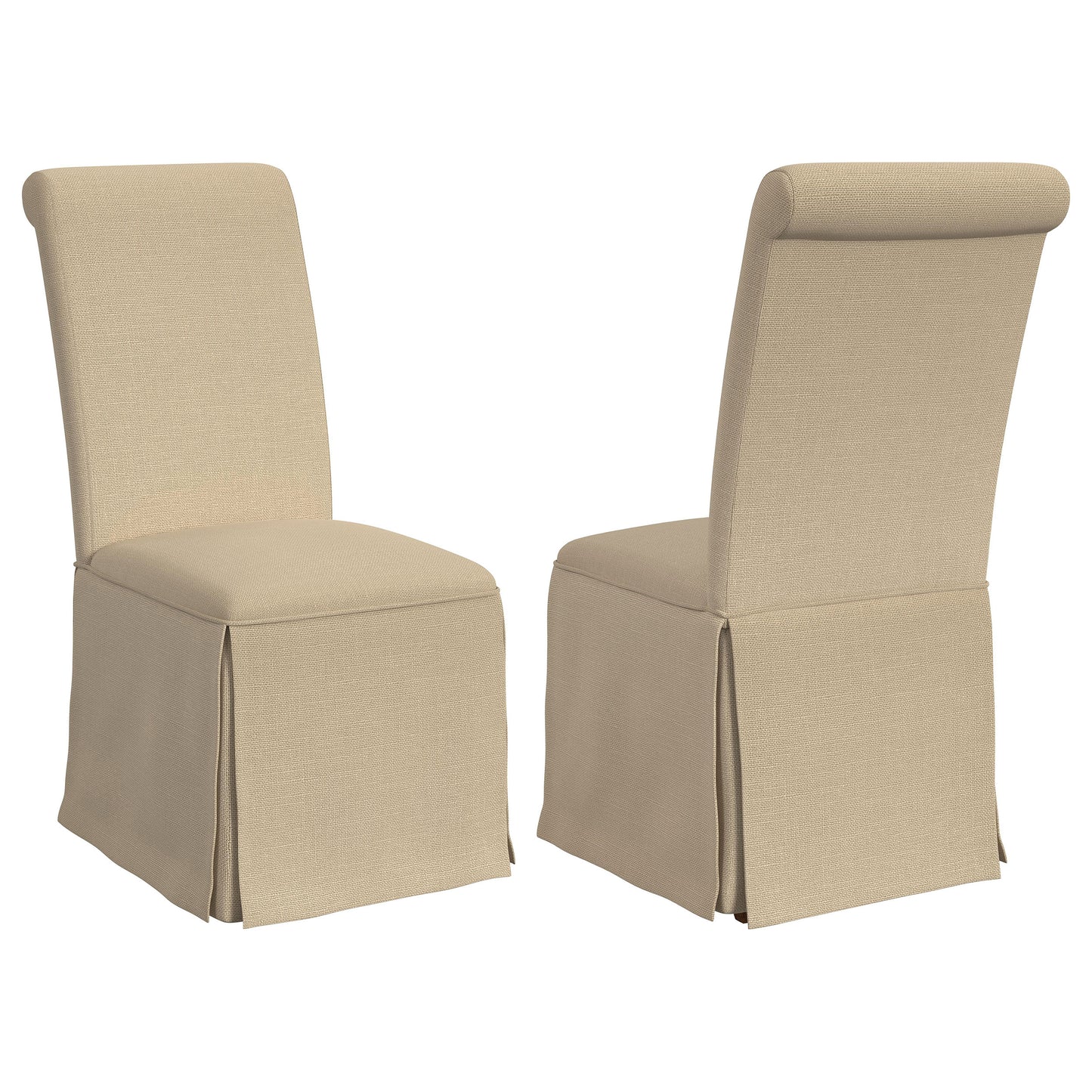 Shawna Upholstered Skirted Dining Chair Light Khaki (Set of 2)