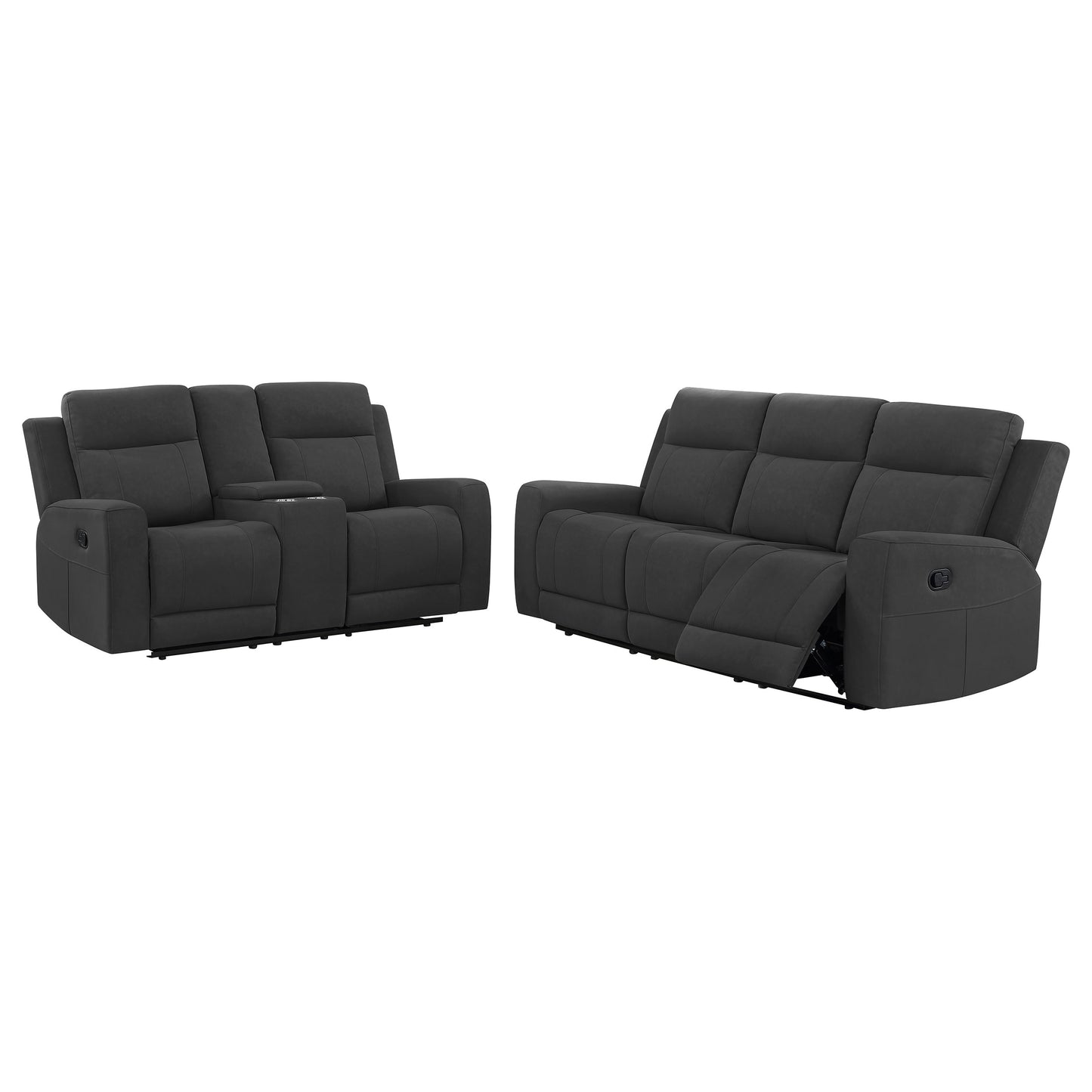 Brentwood 2-piece Upholstered Reclining Sofa Set Dark Charcoal