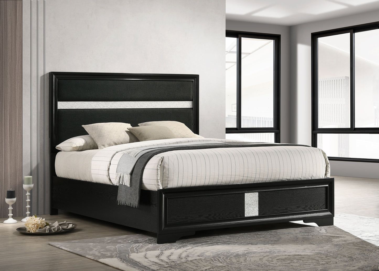 Miranda 54-inch Upholstered Full Panel Bed Black