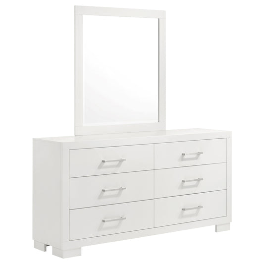 Jessica 6-drawer Dresser with Mirror Cream White