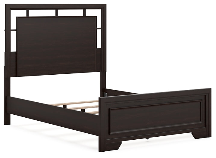 Covetown Full Panel Bed with Mirrored Dresser and 2 Nightstands