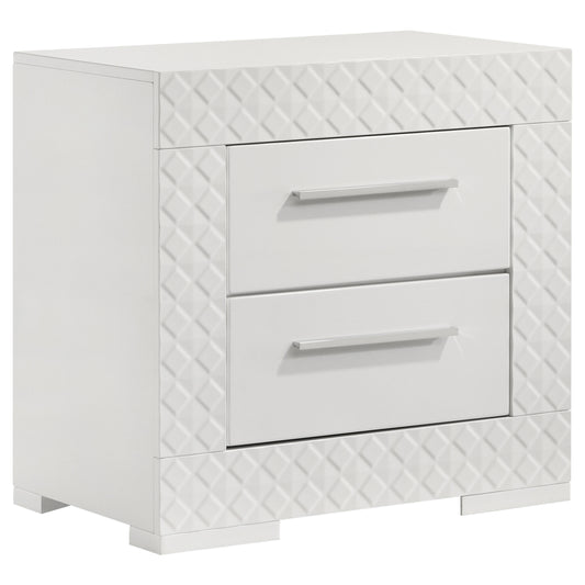 Ives 2-drawer Nightstand Bedside Table White High Gloss