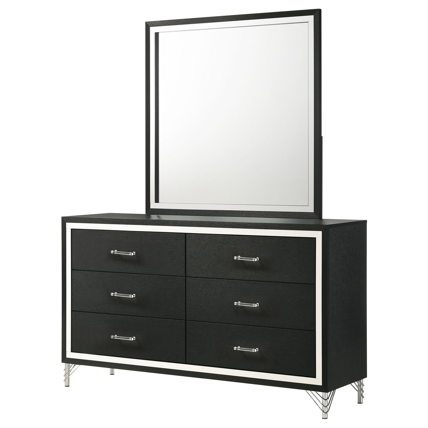 Lucia 6-drawer Dresser and Mirror Black