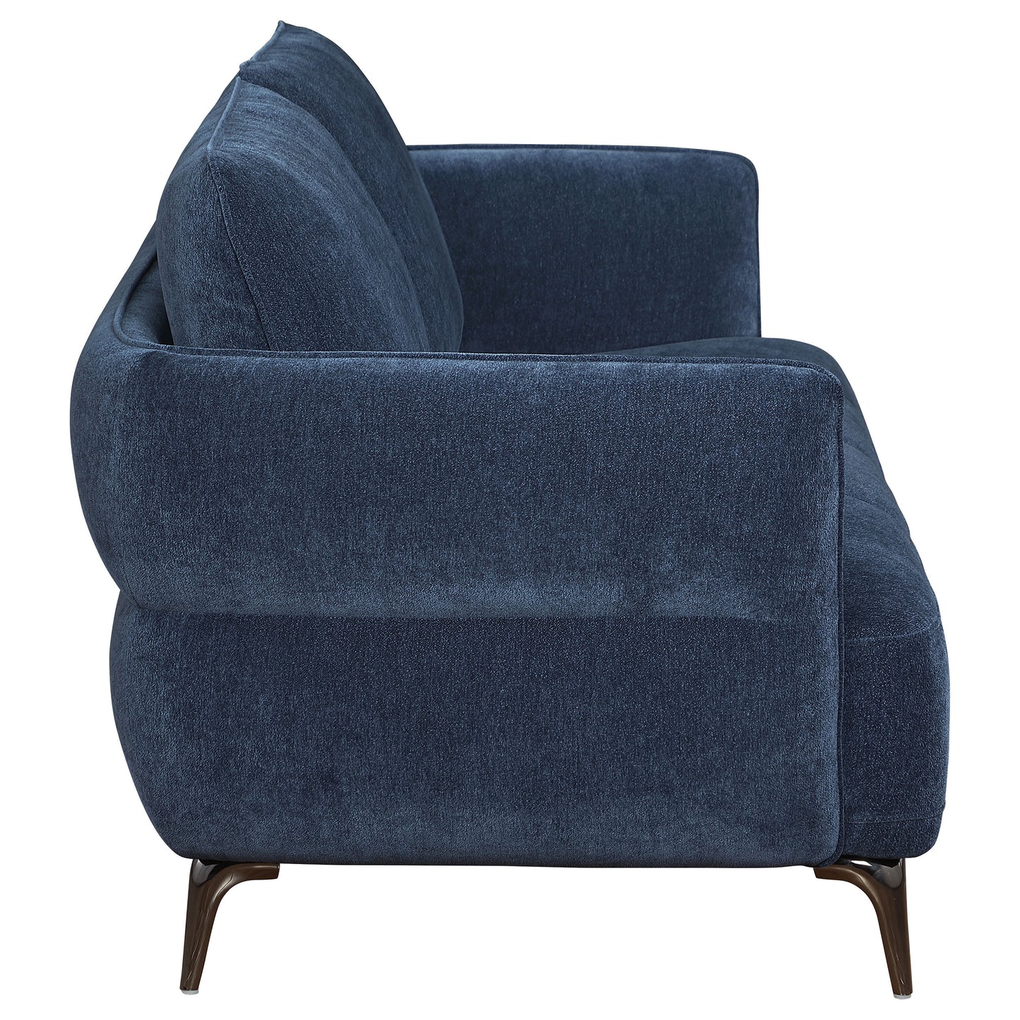 Lively Chenille Upholstered Modern Track Arm Sofa Blue