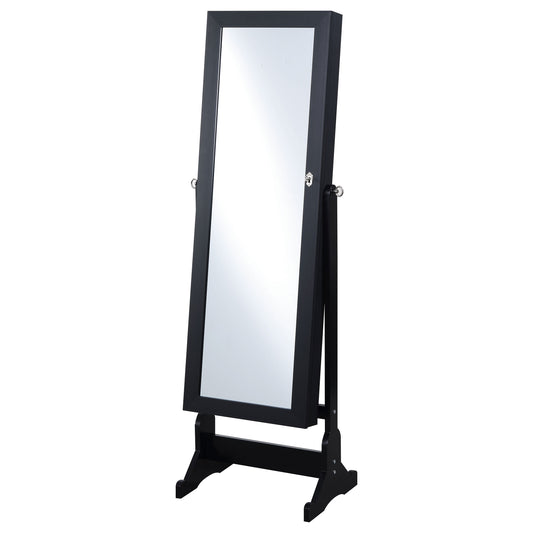 Tutuola Cheval Mirror with Jewelry Storage Black