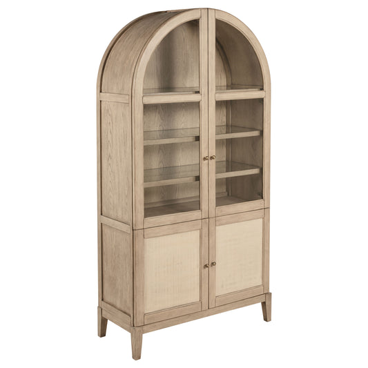 Kailani 4-Door Cane Dining Vitrine Display Cabinet Beige Oak