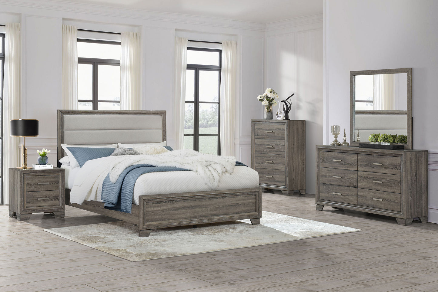 Wright 6-drawer Dresser and Mirror Brown Oak