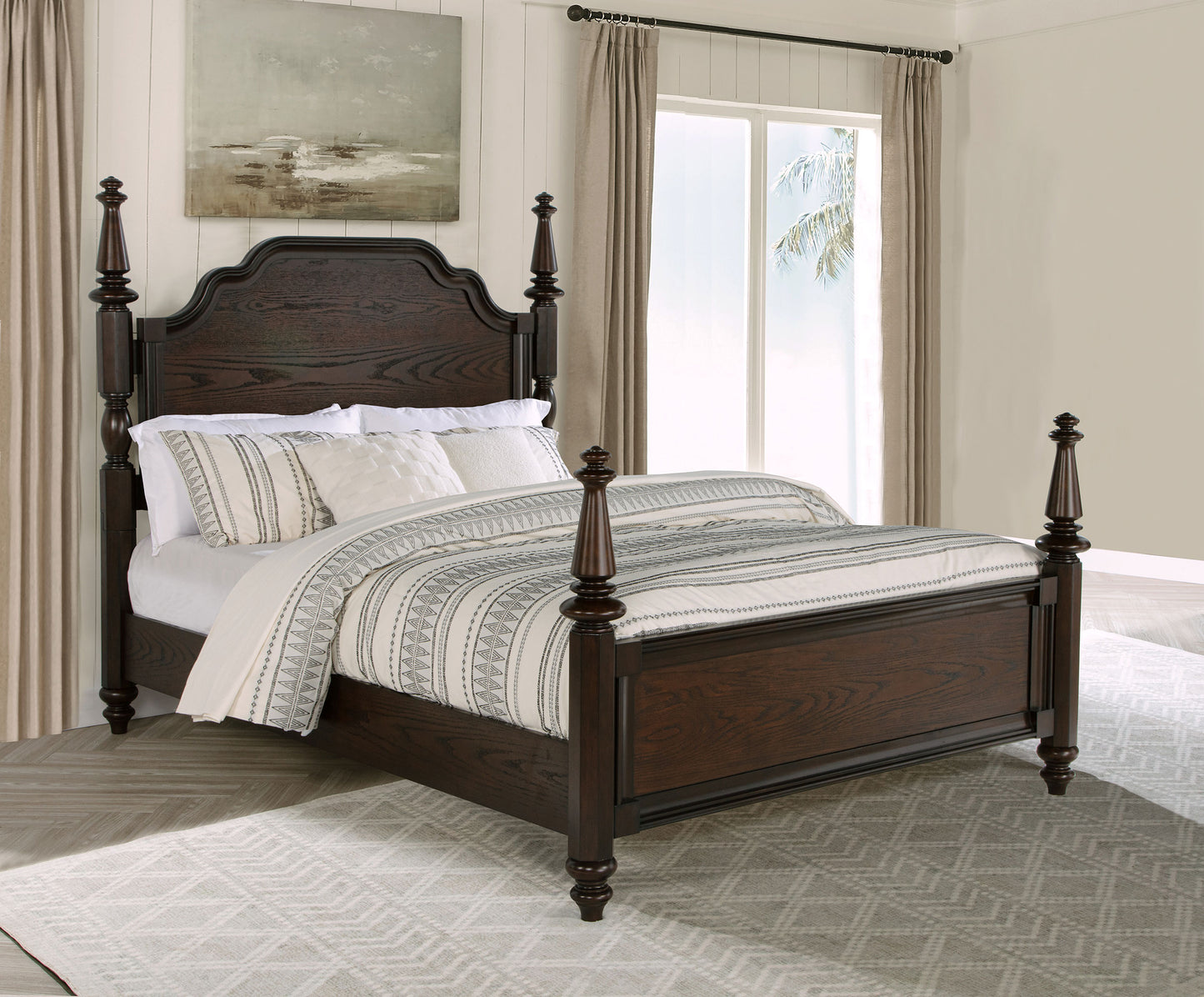 Andover 63-inch Four Poster California King Bed Dark Oak