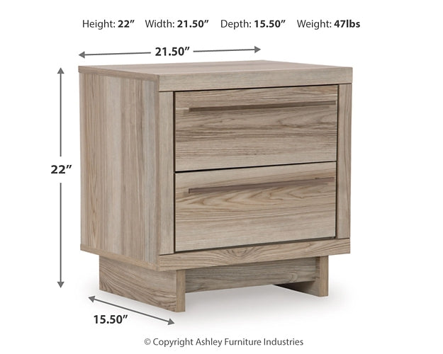 Hasbrick King Panel Headboard with Mirrored Dresser and Nightstand