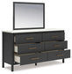 Cadmori Queen Upholstered Bed with Mirrored Dresser and Chest