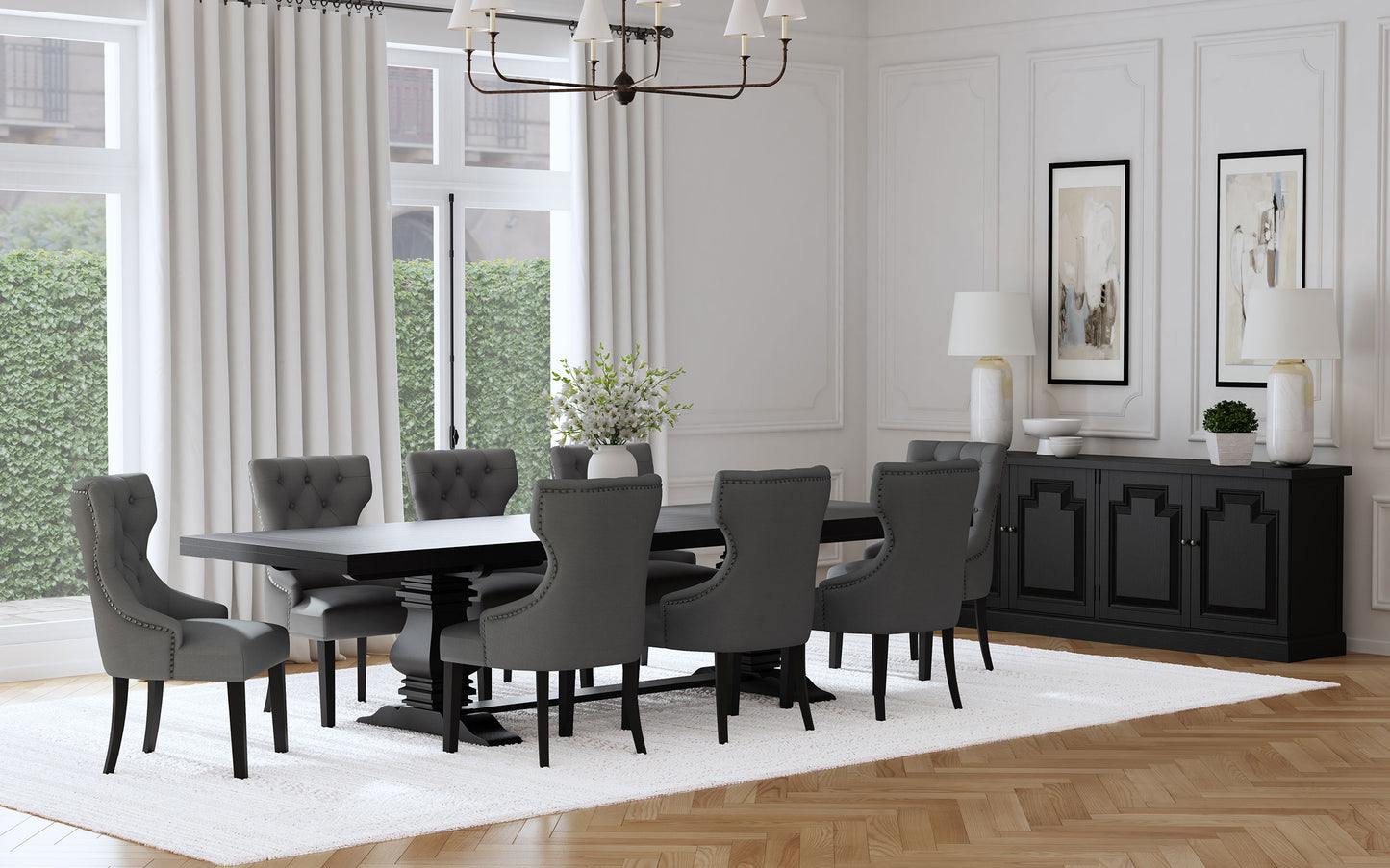 Florence 9-piece 126-inch Extension Dining Table Set Grey