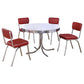 Retro 5-piece Round Dining Table Set White and Red