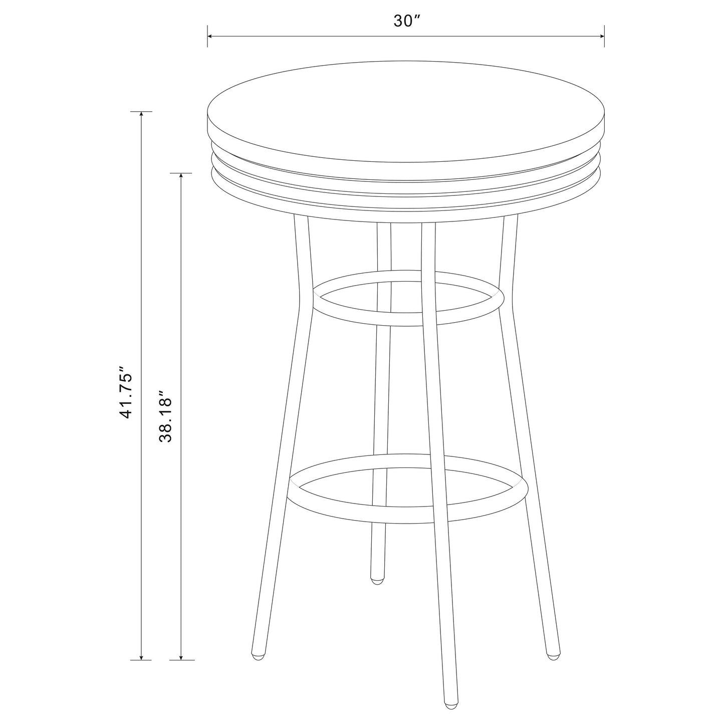 Retro 3-piece Round 1950s Bistro Pub Bar Table Set Black