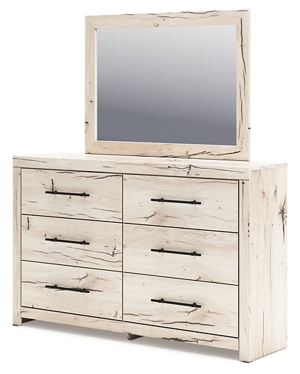 Lawroy King Panel Bed with Mirrored Dresser and Nightstand