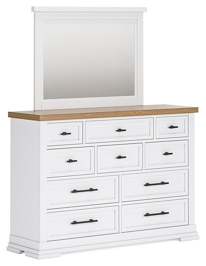 Ashbryn California King Panel Storage Bed with Mirrored Dresser and Nightstand
