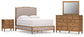 Sharlance Queen Upholstered Panel Bed with Mirrored Dresser and Nightstand