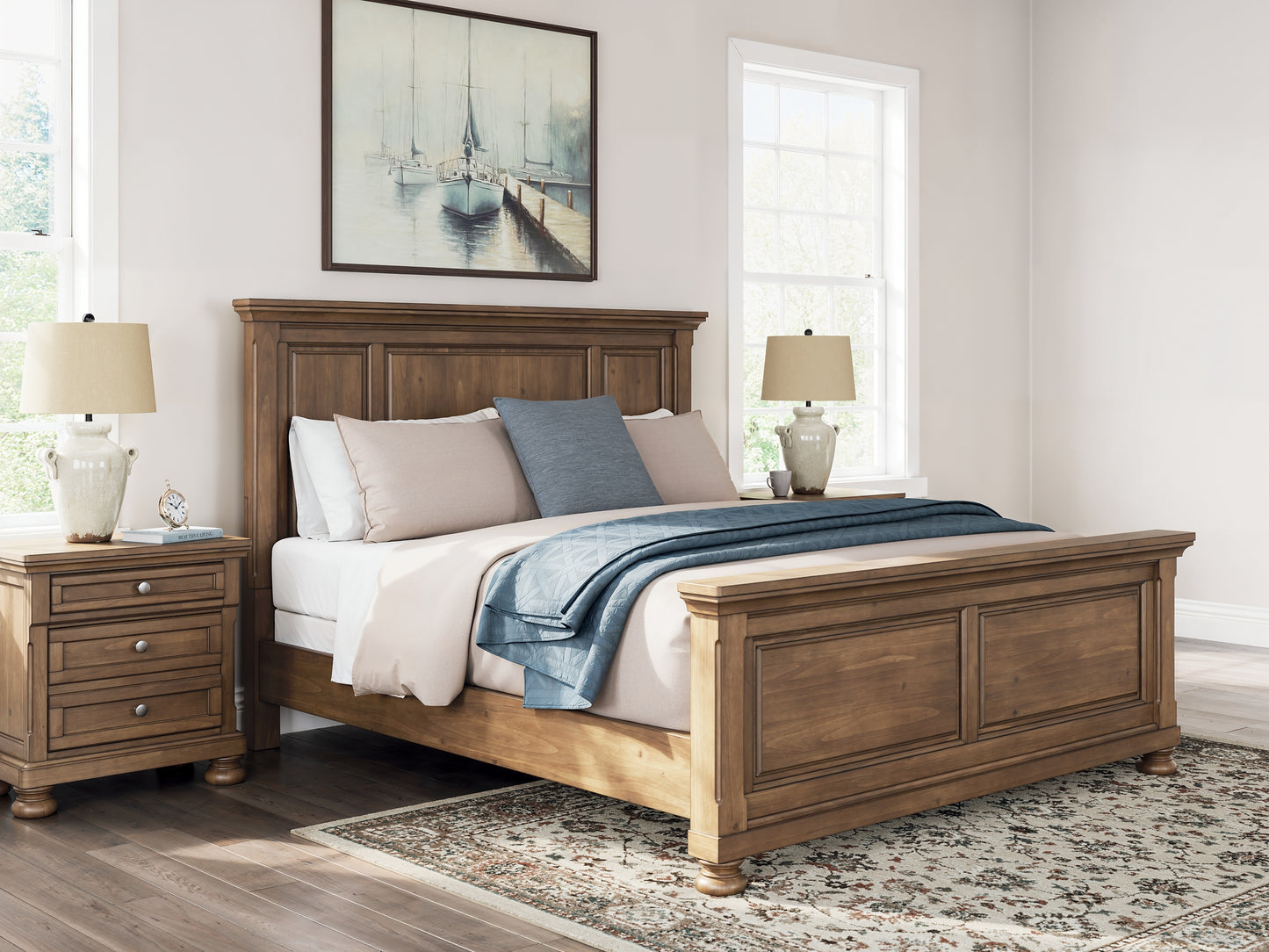 Feddinger California King Panel Bed with Mirrored Dresser