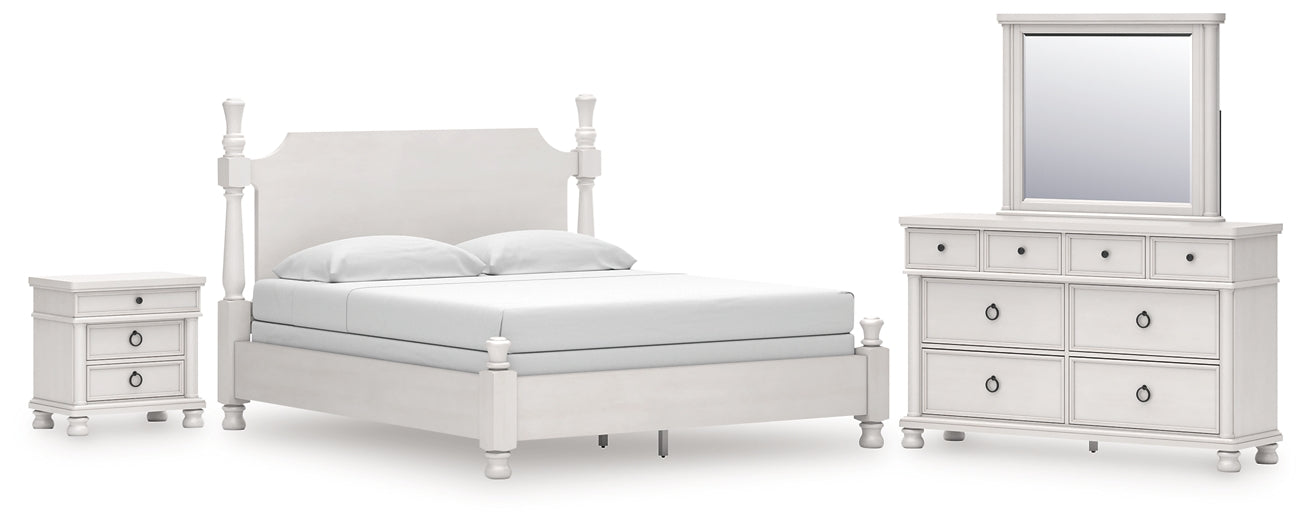 Rowlenstown California King Poster Bed, Dresser, Mirror and Nightstand