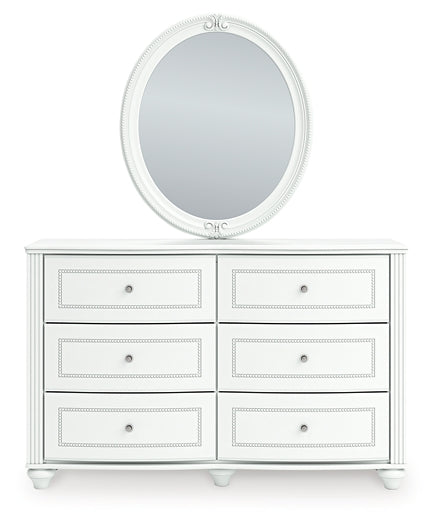 Kozlani Twin Upholstered Panel Storage Bed, Dresser and Mirror