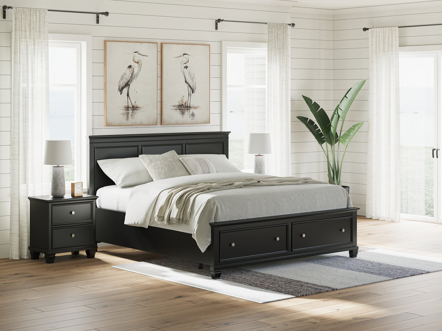 Lanolee California King Panel Storage Bed, Dresser and Mirror
