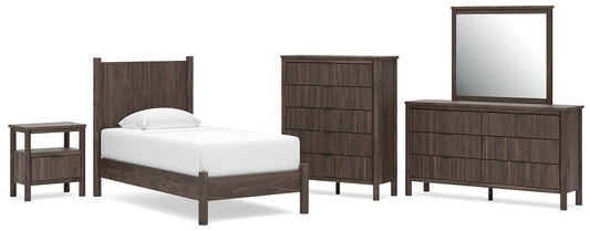 Pamytta Twin Panel Platform Bed, Dresser, Mirror, Chest and Nightstand