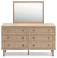 Cielden Full Upholstered Bed with Roll Slats, Dresser, Mirror, Chest and Nightstand