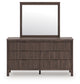 Pamytta King Upholstered Panel Platform Bed, Dresser and Mirror