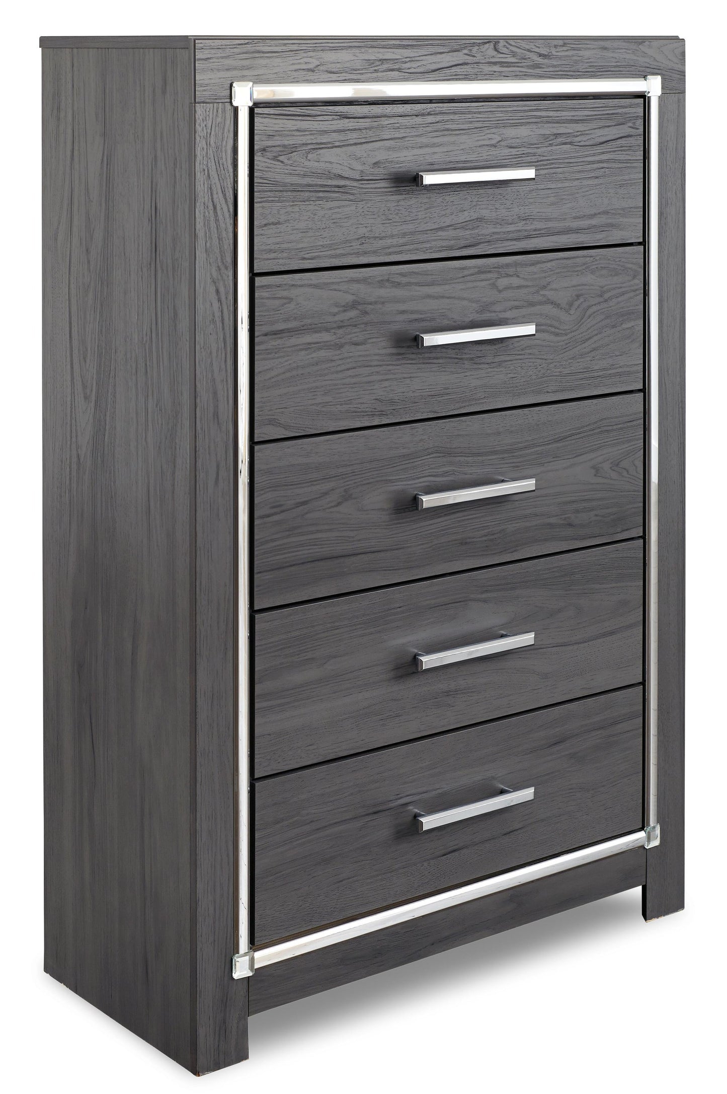Lodanna Queen/Full Upholstered Panel Headboard Bed with Mirrored Dresser, Chest and Nightstand