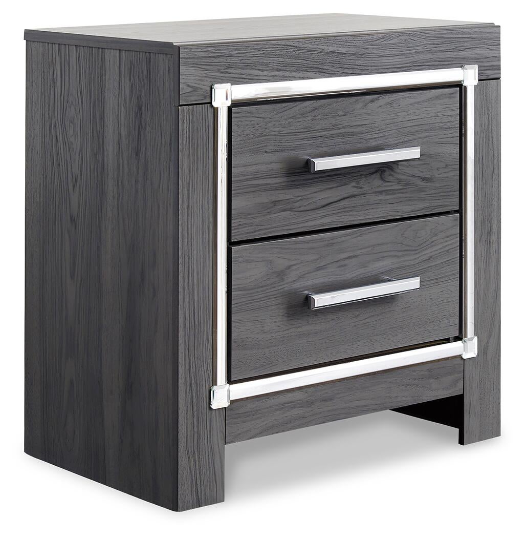 Lodanna Full Upholstered Panel Headboard Bed with Mirrored Dresser, Chest and Nightstand