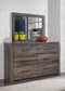 Drystan Queen Panel Headboard Bed with Mirrored Dresser