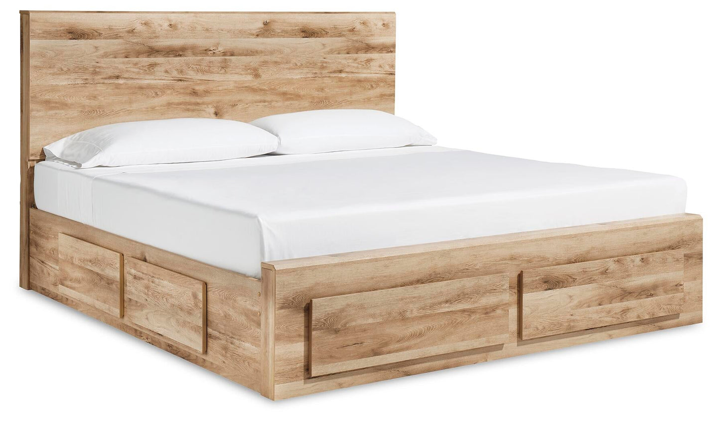 Hyanna Queen Panel Storage Bed with 1 Under Bed Storage Drawer, Dresser and Mirror