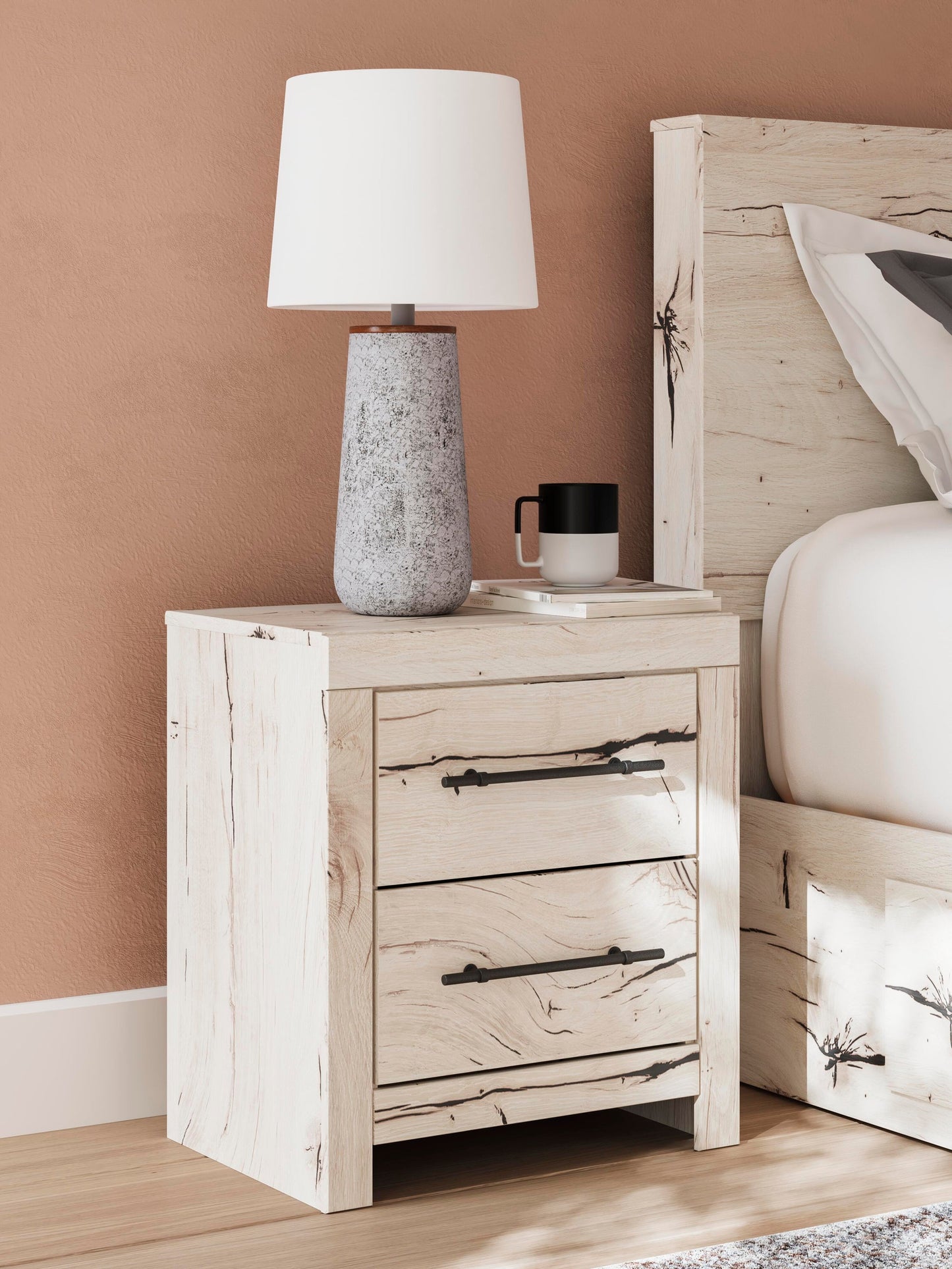 Lawroy King Panel Bed with Storage, Dresser, Mirror and Nightstand