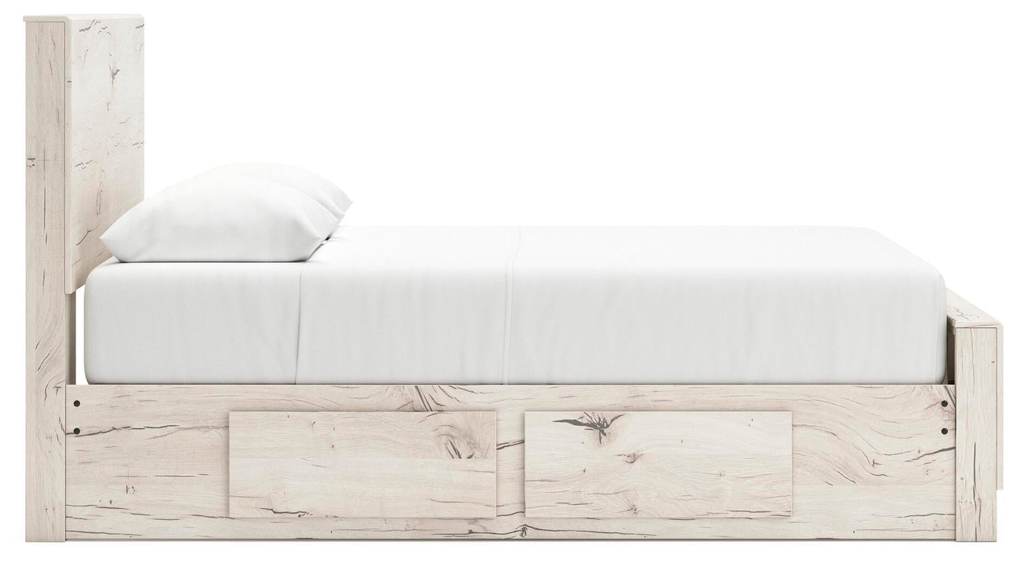Lawroy Queen Panel Bed with Storage, Dresser and Mirror