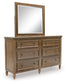 Sturlayne California King Upholstered Panel Bed, Dresser and Mirror