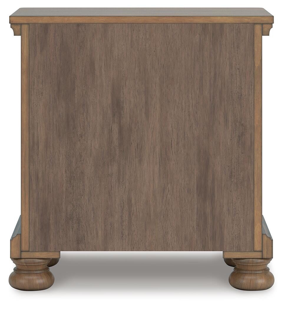 Vandenmore King Storage Sleigh Bed with Mirrored Dresser and Nightstand