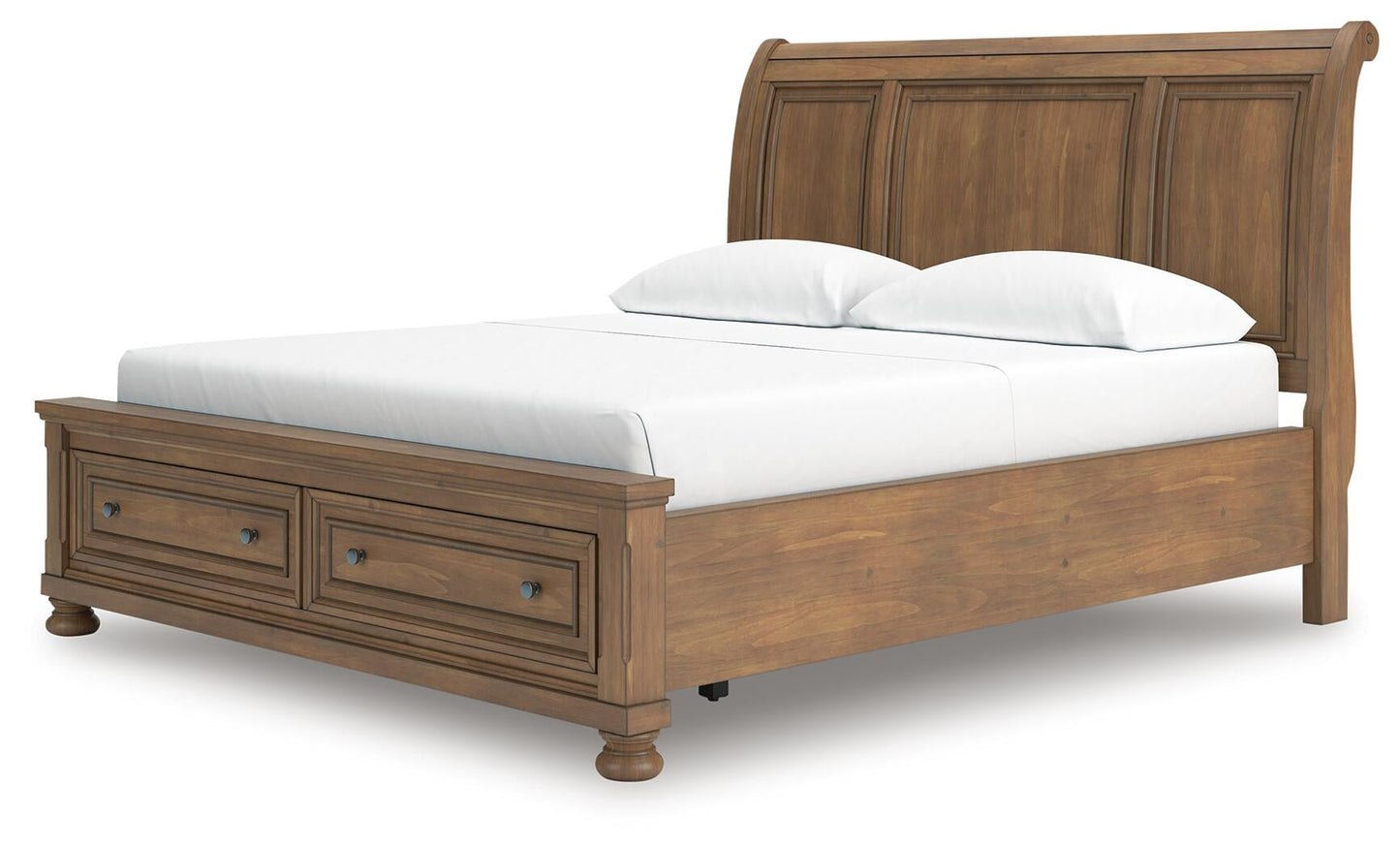 Feddinger California King Storage Sleigh Bed with Mirrored Dresser