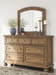 Feddinger California King Storage Sleigh Bed with Mirrored Dresser